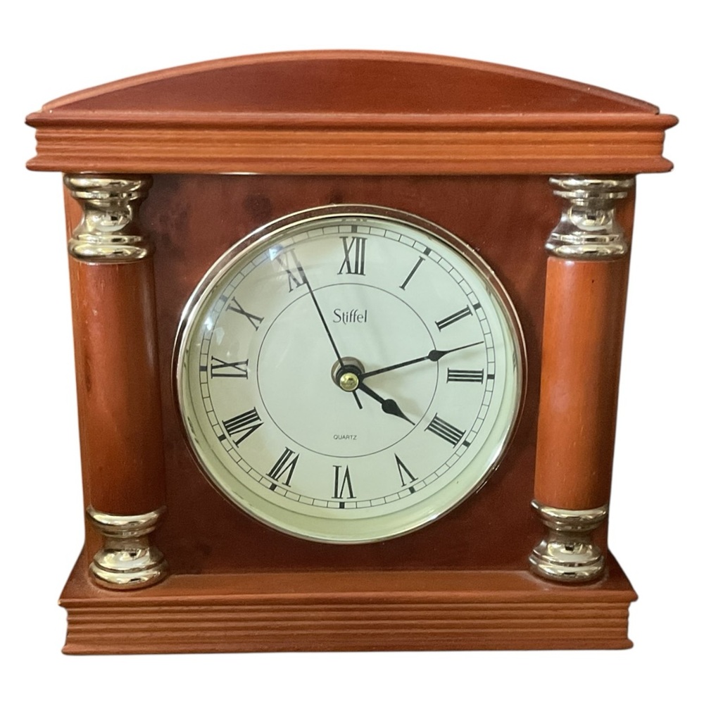 Stiffel - Beautiful Table/Mantle Clock, 5-in. Face, Quartz Movement, AA Battery